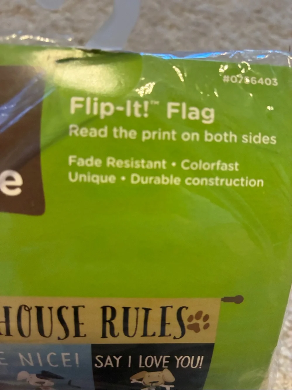 Pet Flag - House Rules. Green Dog Design.  NWT